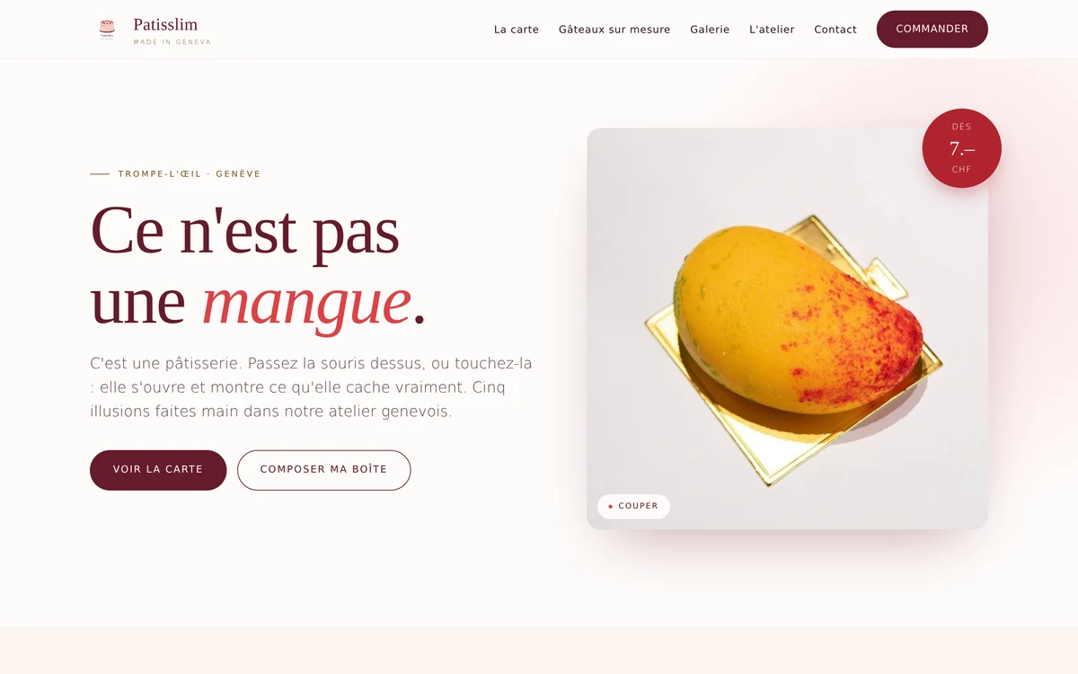 Capture du site Patisslim réalisé par NovaWeb